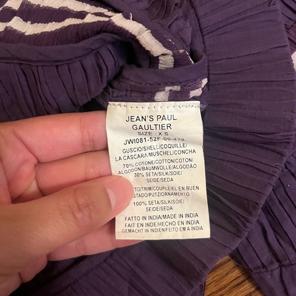 Jean Paul Gaultier Jeans Purple Striped Pleated Blouse - Picture 3 of 6